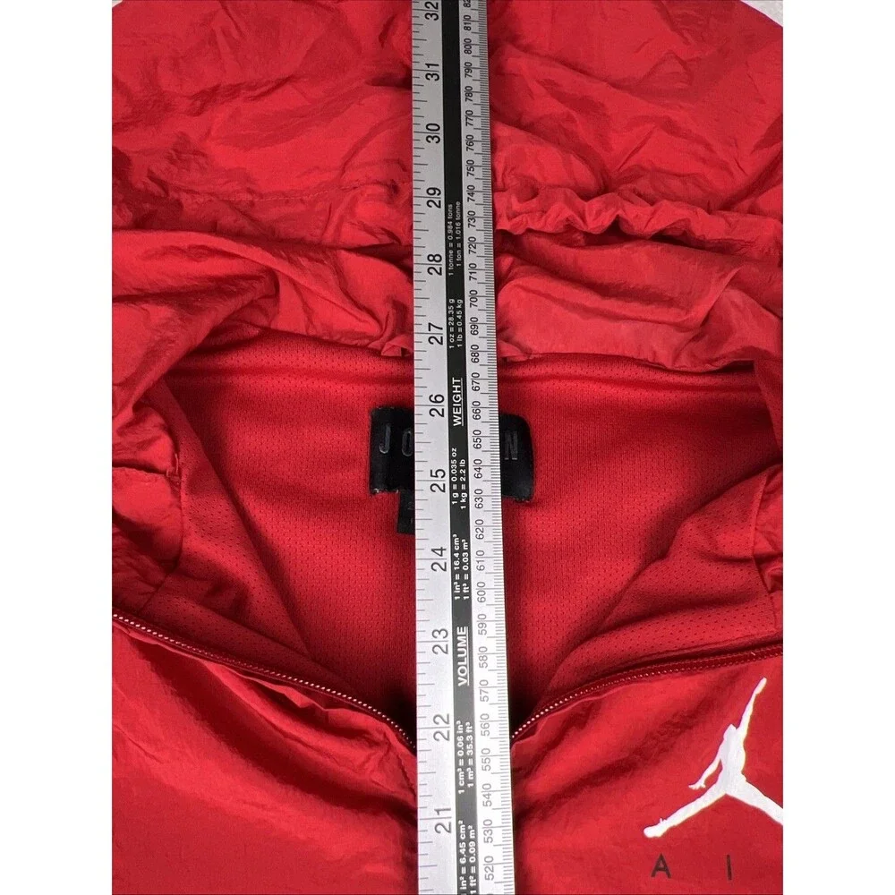 Nike Air Jordan Red & Black Hooded Windbreaker Jacket Size S Nylon Polyester Men
